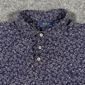 Polo Ralph Lauren Mens L Floral All Over Print Small Pony Collar Shirt Stretch